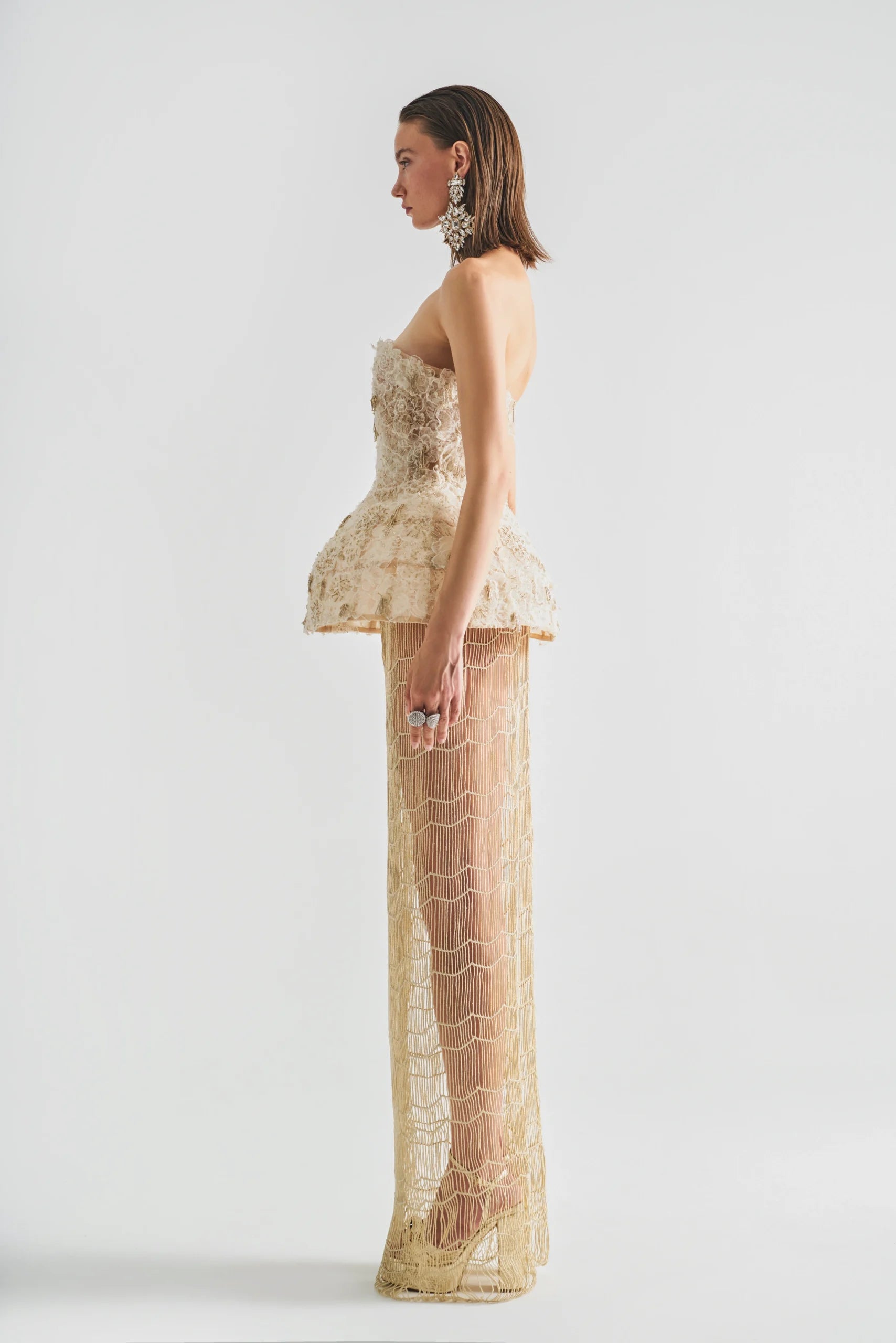 Floral Underwire Corset Top and Knitted Skirt