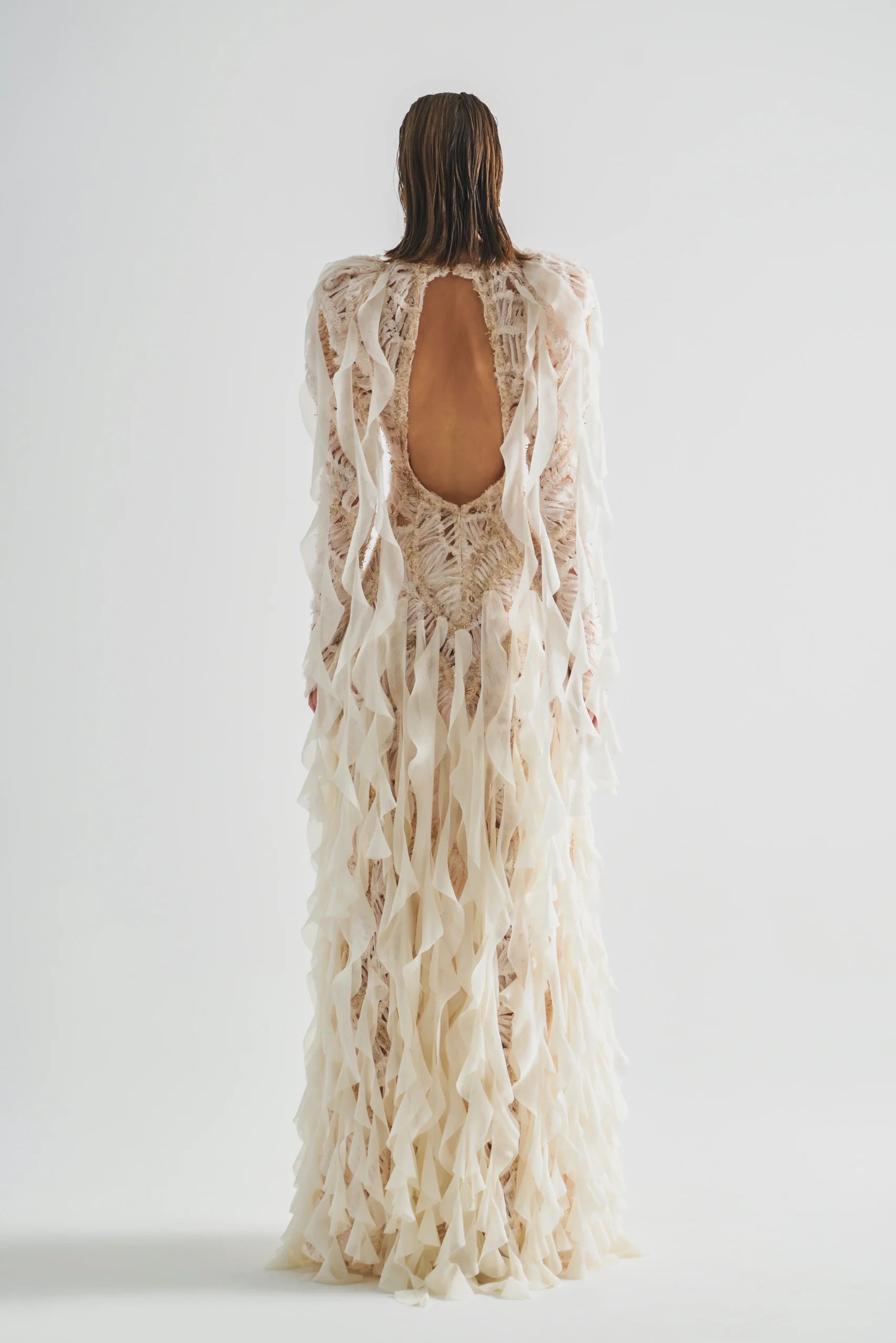 Flounce Dress with Embroidery Detail and  Layered Tulle Ruffles