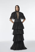 Fringe Effect Tulle Long  Dress