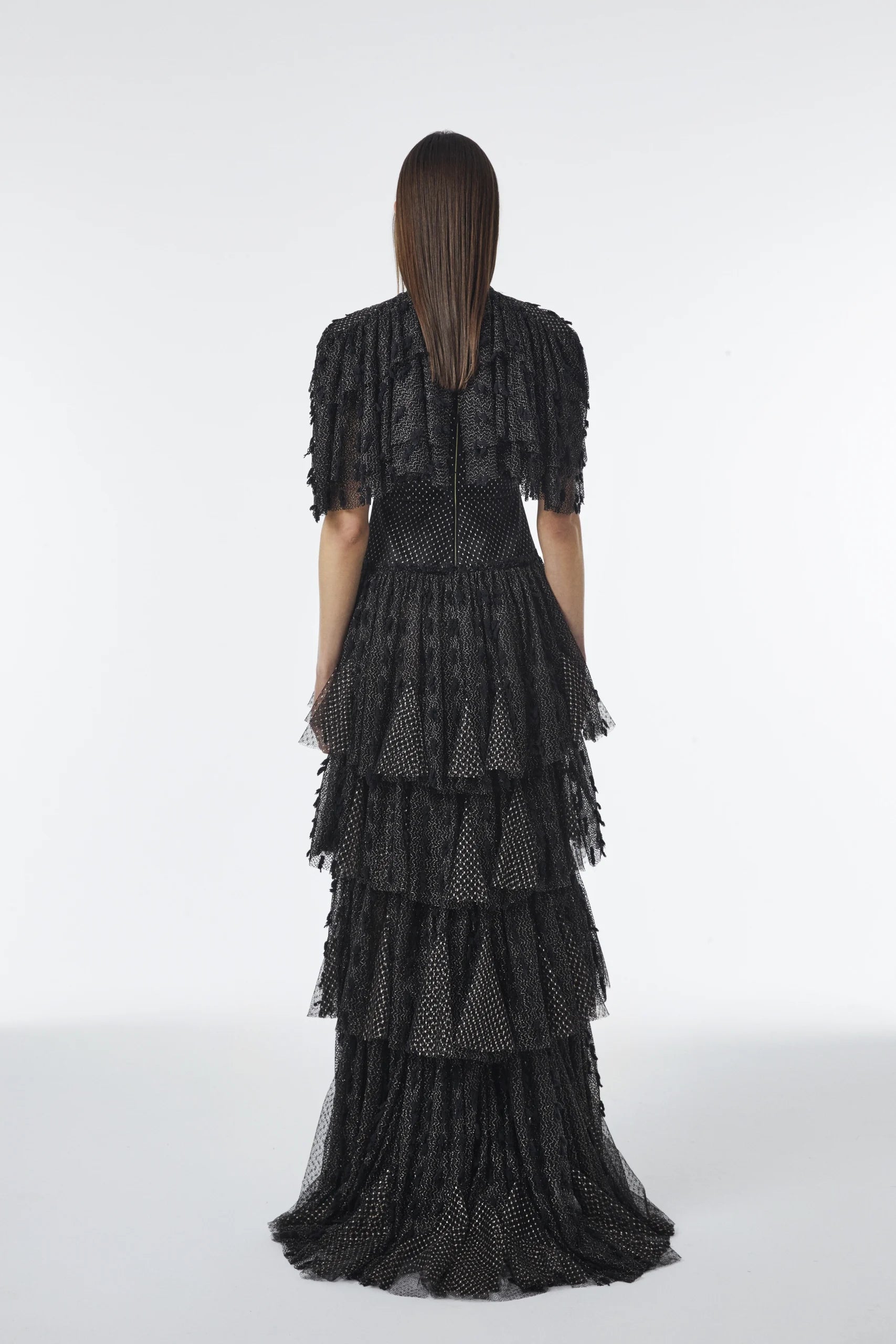 Fringe Effect Tulle Long  Dress