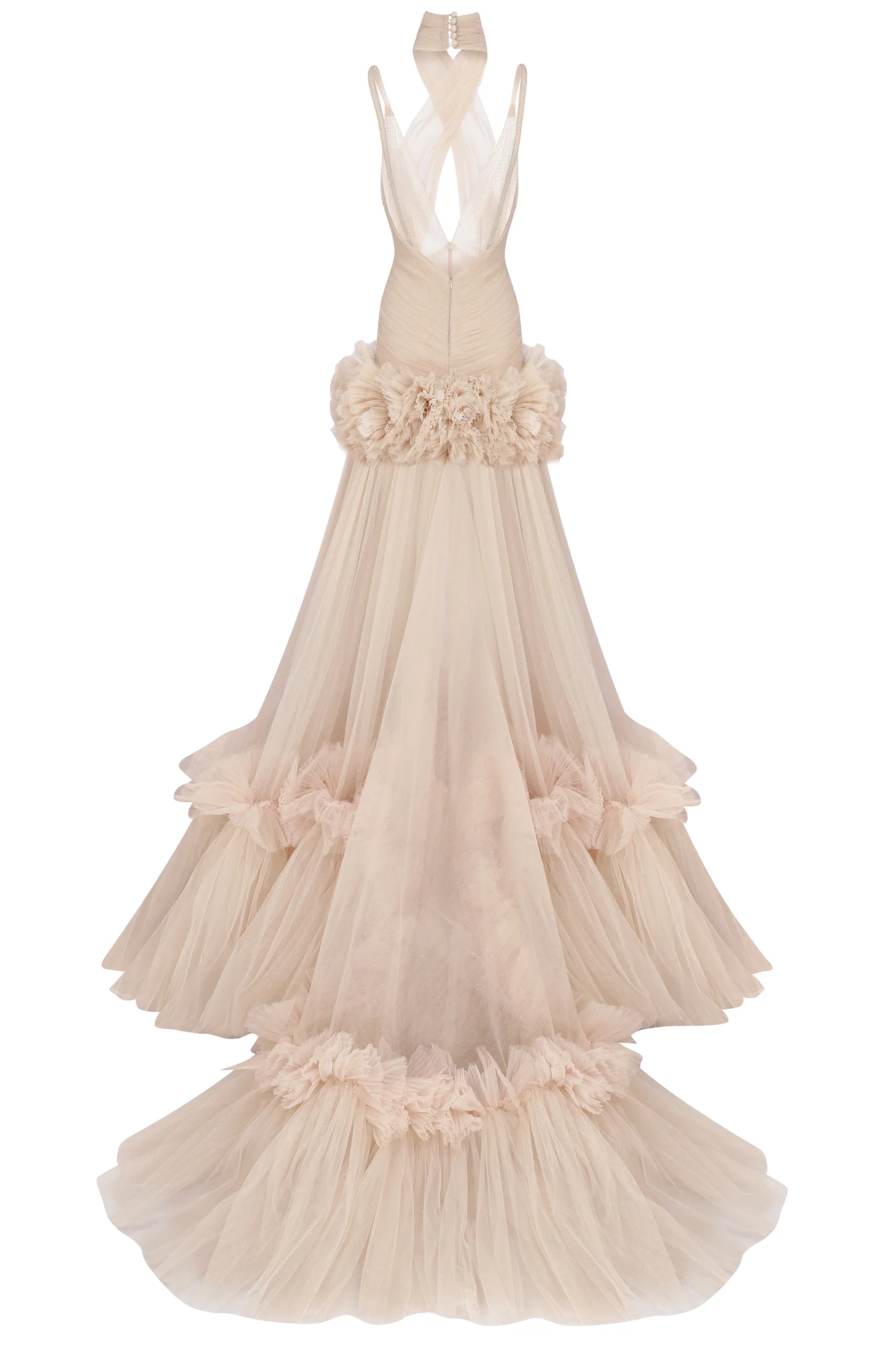 Front Slit Dress Cross-Front Halter Dress