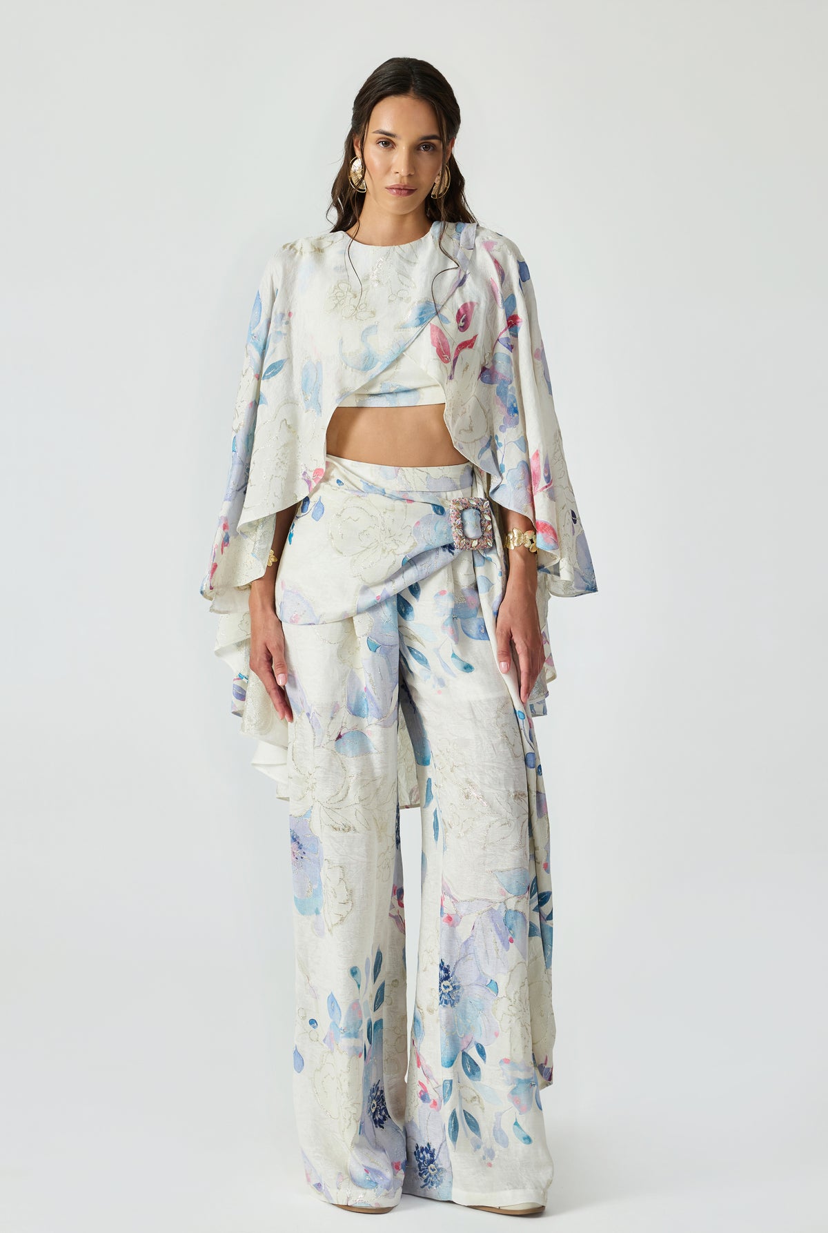 Jacquard Linen Hand-Crafted Bead Clasp Pant