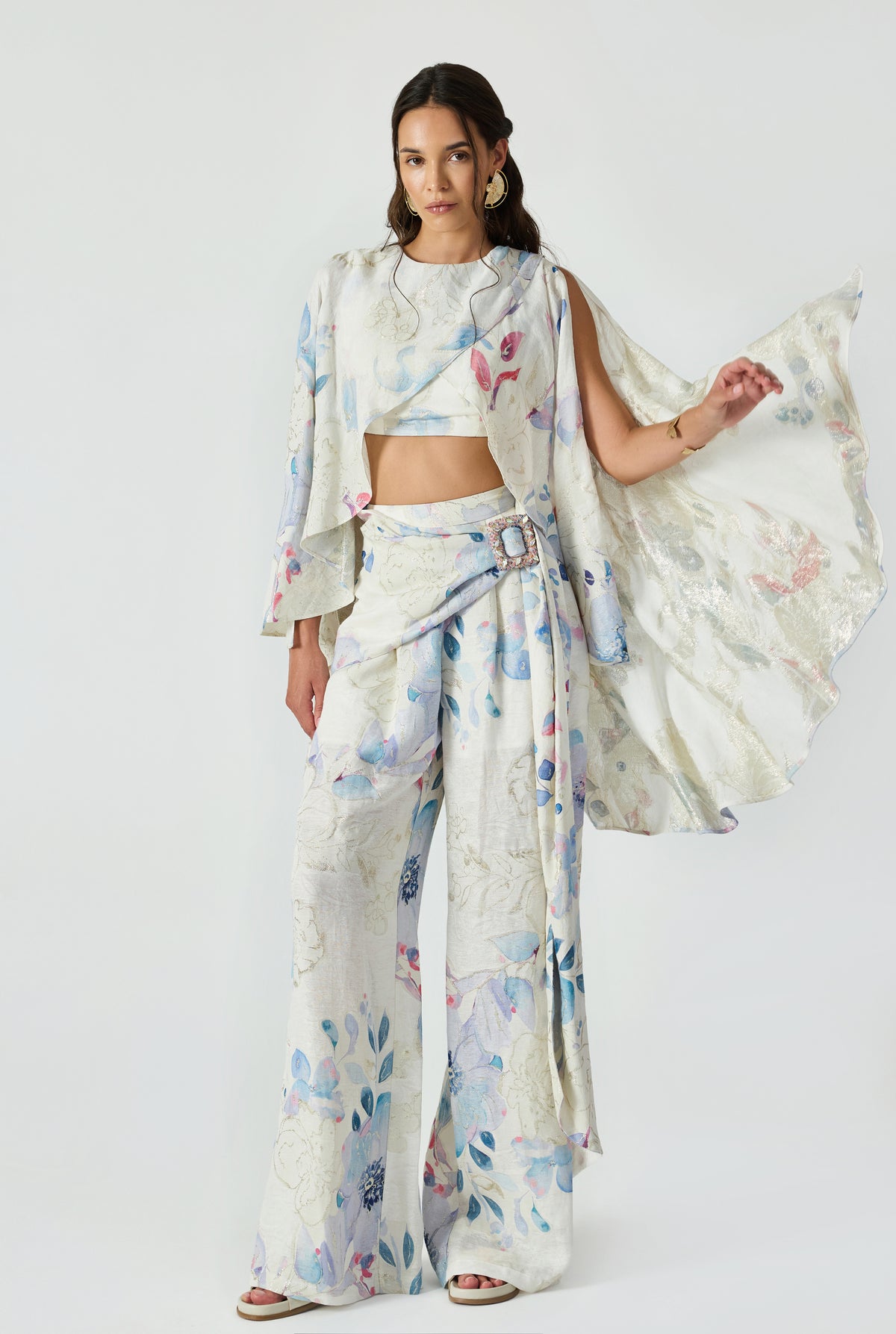 Jacquard Linen Hand-Crafted Bead Clasp Pant