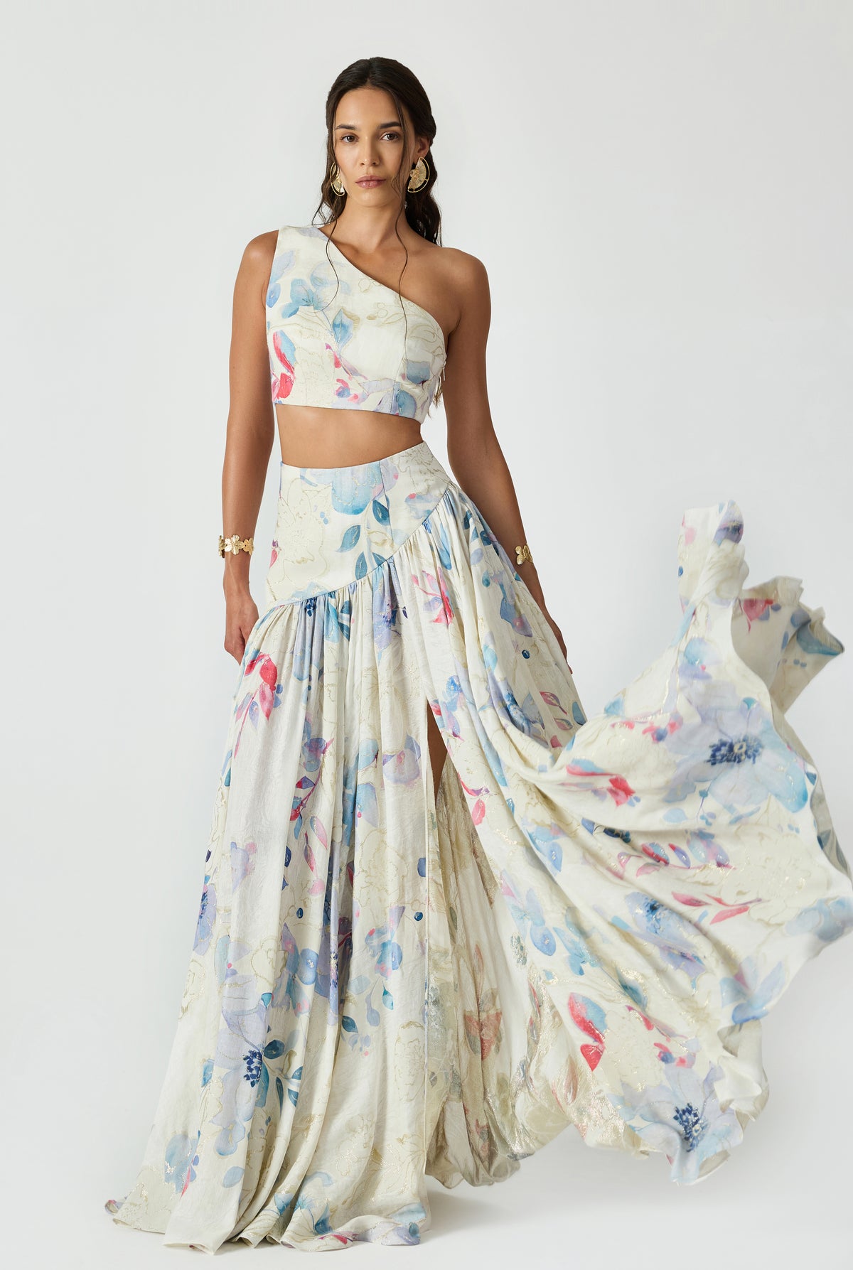 Jacquard Linen Maxi Skirt