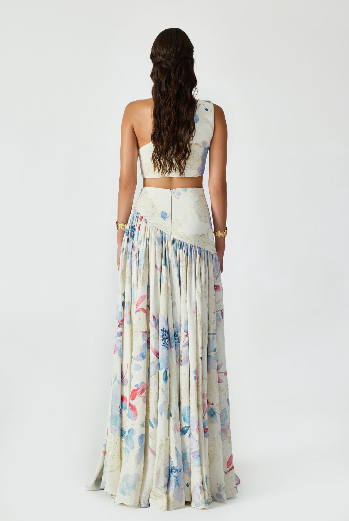 Jacquard Linen One Shoulder Top