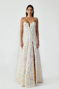 Strapless Maxi Dress With Handcrafted Applique