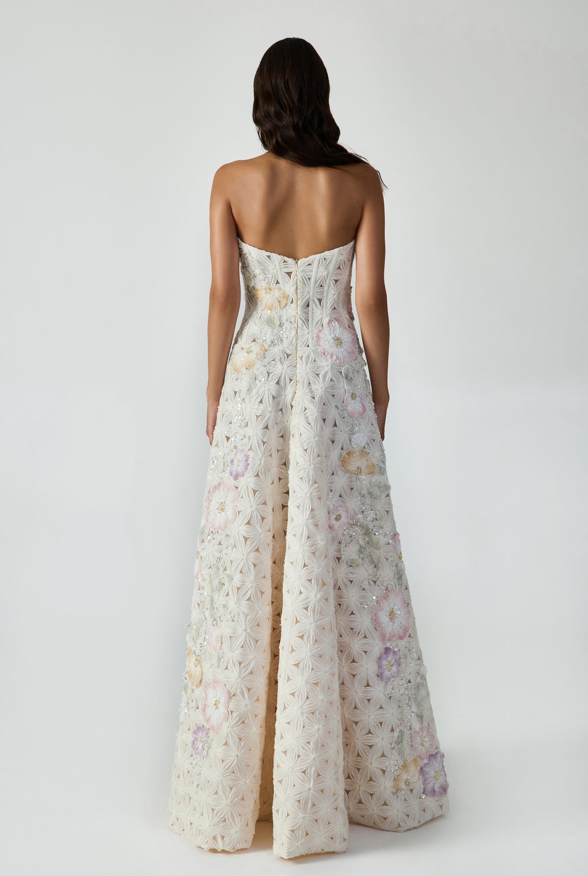 Strapless Maxi Dress With Handcrafted Applique