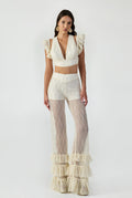 V Neck Crop With Ruffle Detail