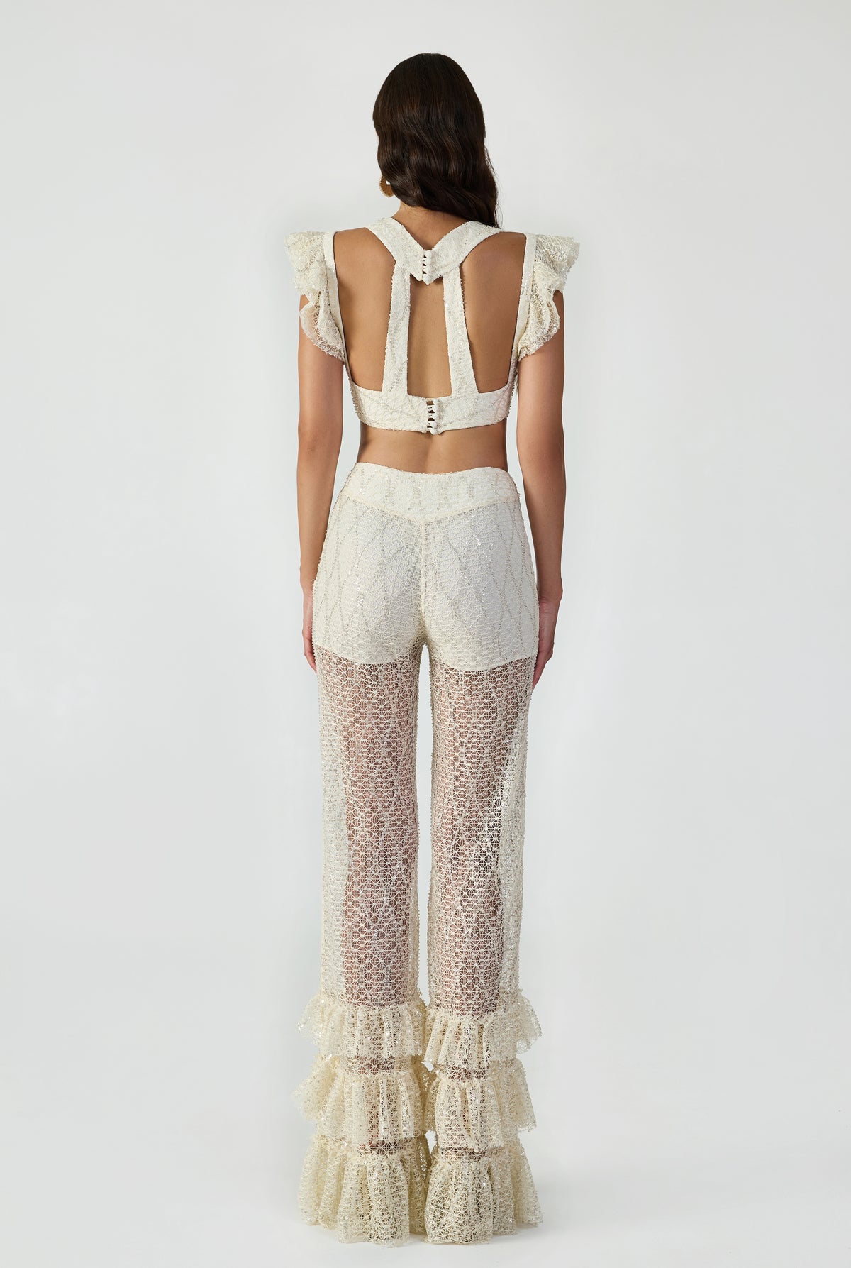 V Neck Crop With Ruffle Detail