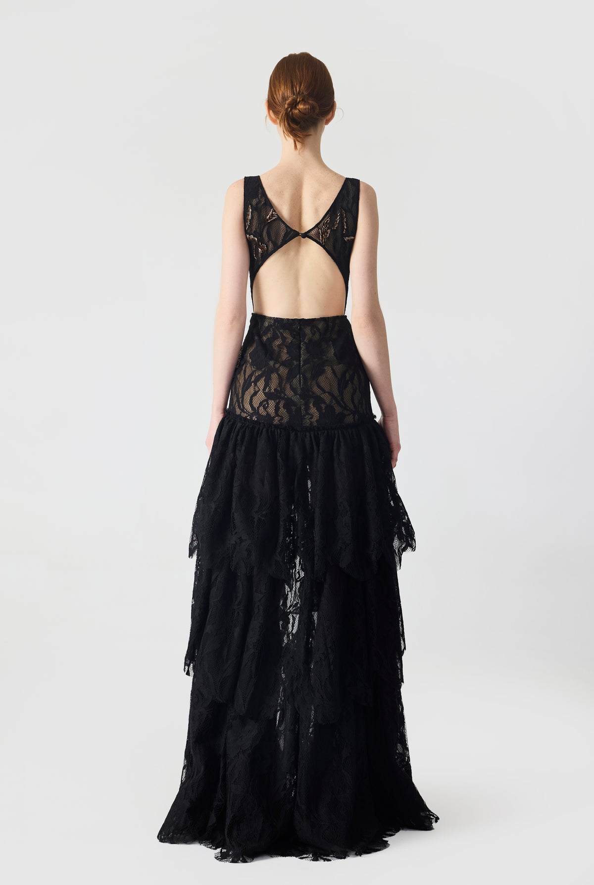 Hand Embroidered With Ruffles Detailed Maxi Dress