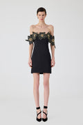 Off Shoulder 3D Flower Mini Dress