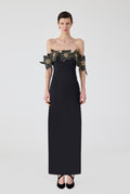 Off Shoulder 3D Flower Long Dress