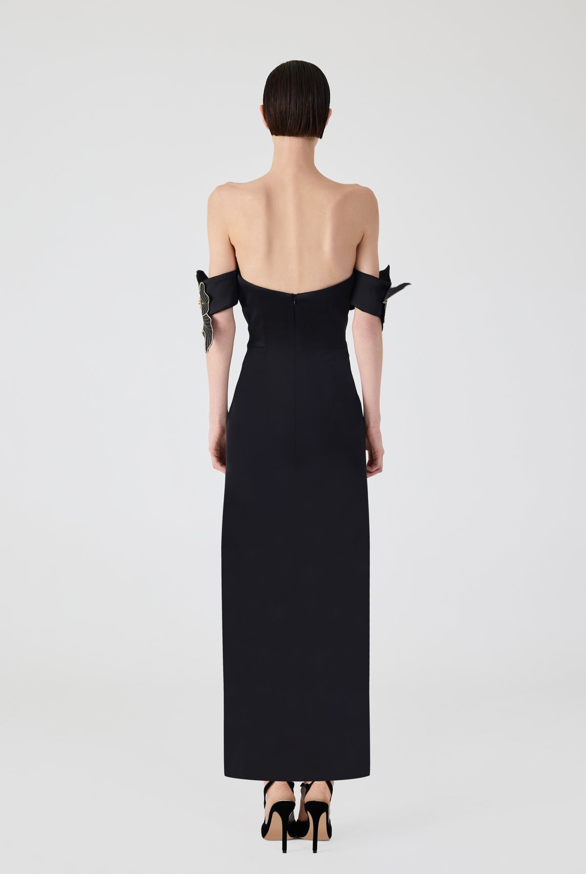 Off Shoulder 3D Flower Long Dress