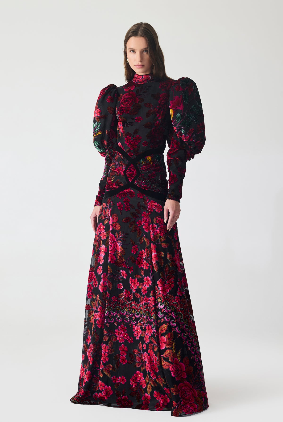 Drapped Burnout Velvet Maxi Dress