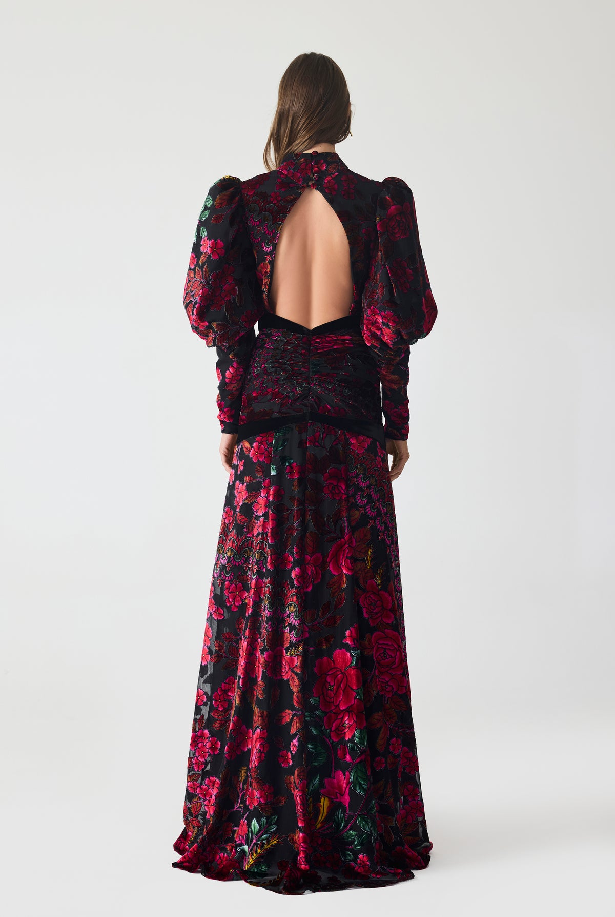 Drapped Burnout Velvet Maxi Dress