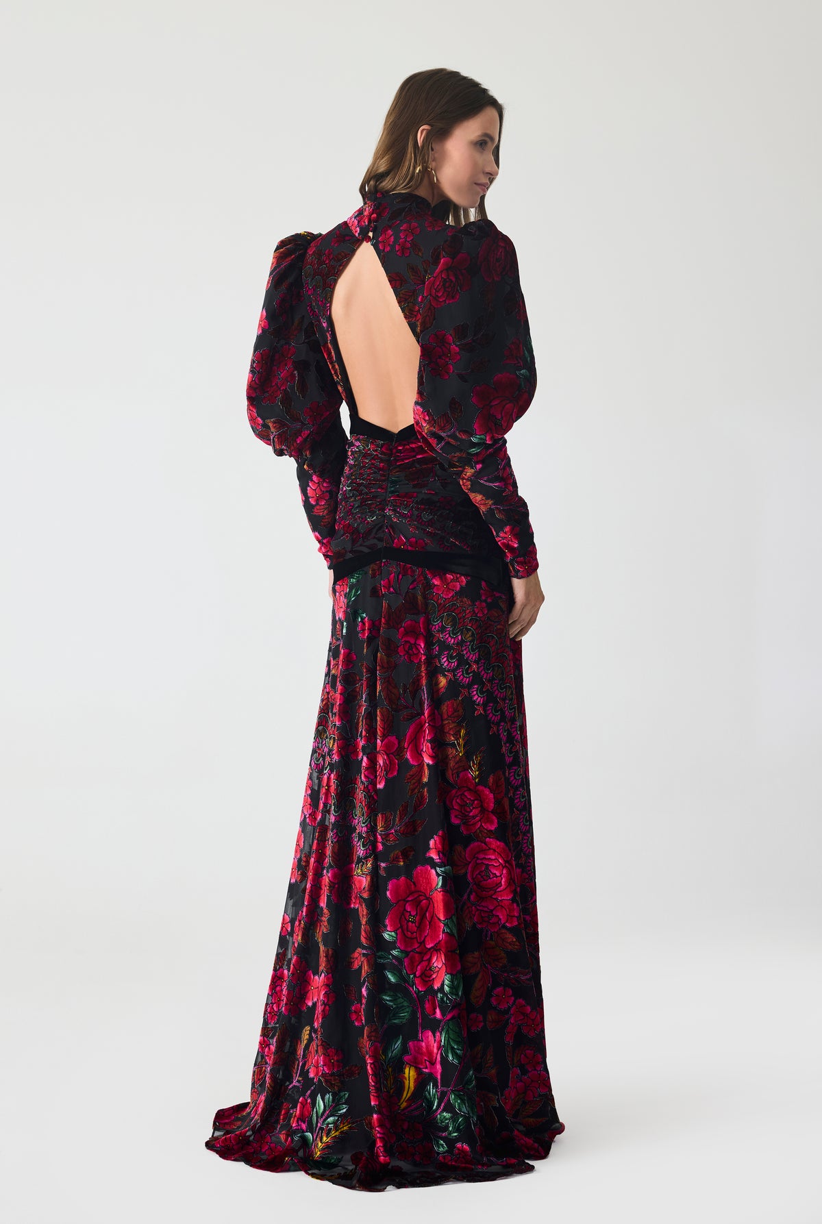 Drapped Burnout Velvet Maxi Dress