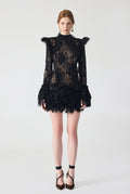 Hand Embroidered With Ruffles Detailed Mini Dress