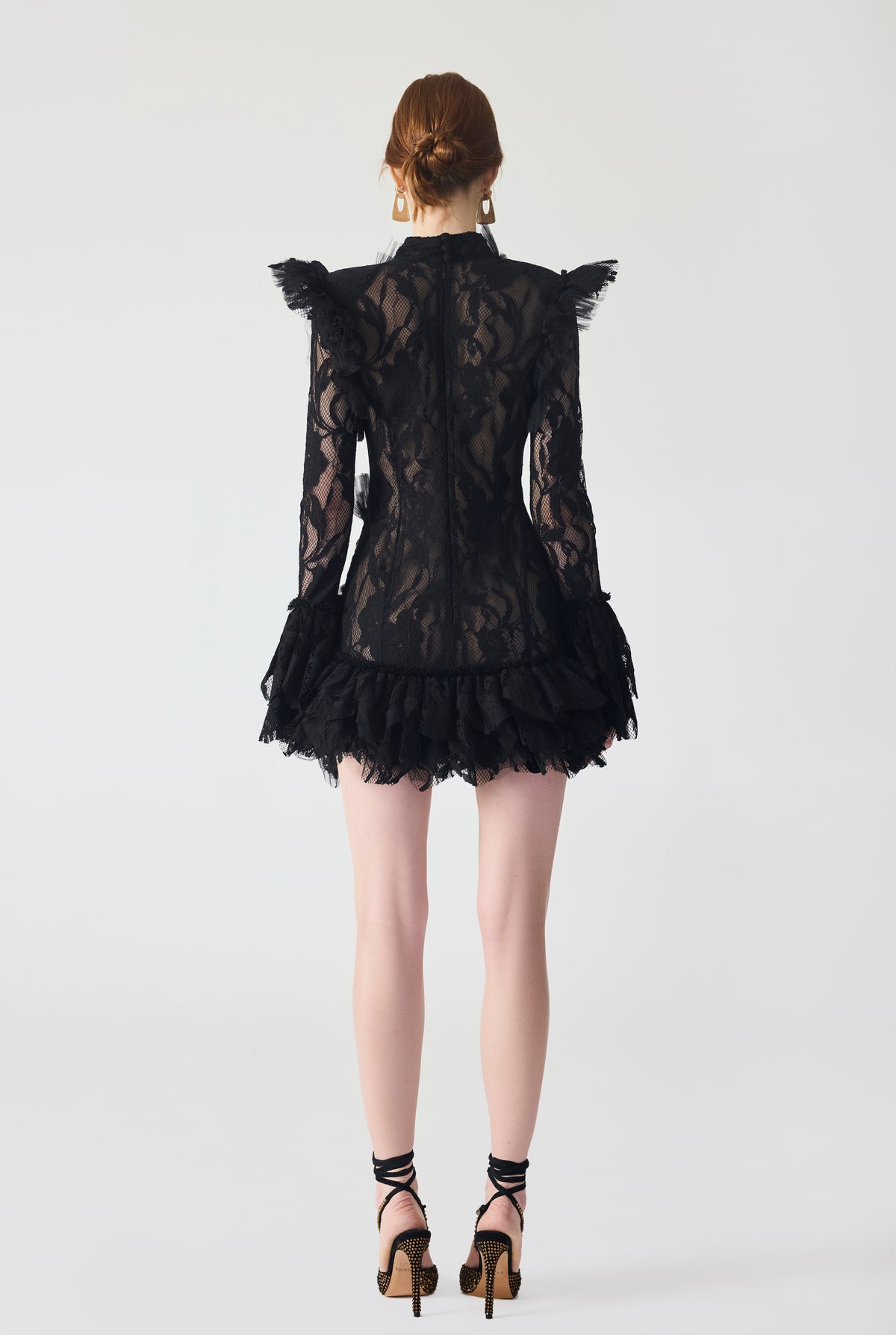 Hand Embroidered With Ruffles Detailed Mini Dress