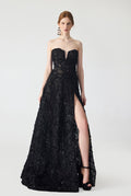 Hand Embroidery Strapless Maxi Dress