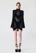 Velvet and Lace Trim Mini Dress