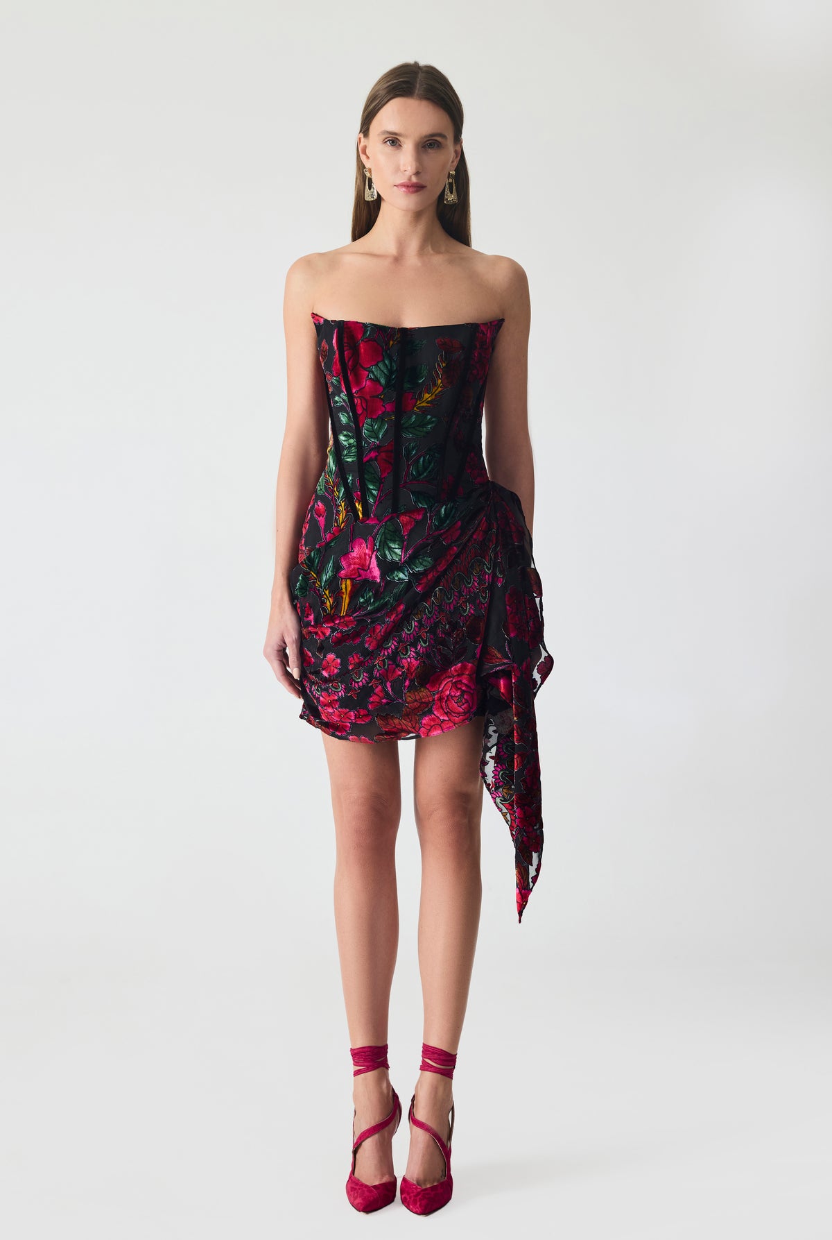 Burnout Velvet Corset Mini Dress