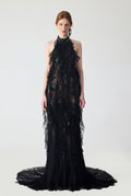 Hand Embroidered With Flounce Detailed Maxi Dress