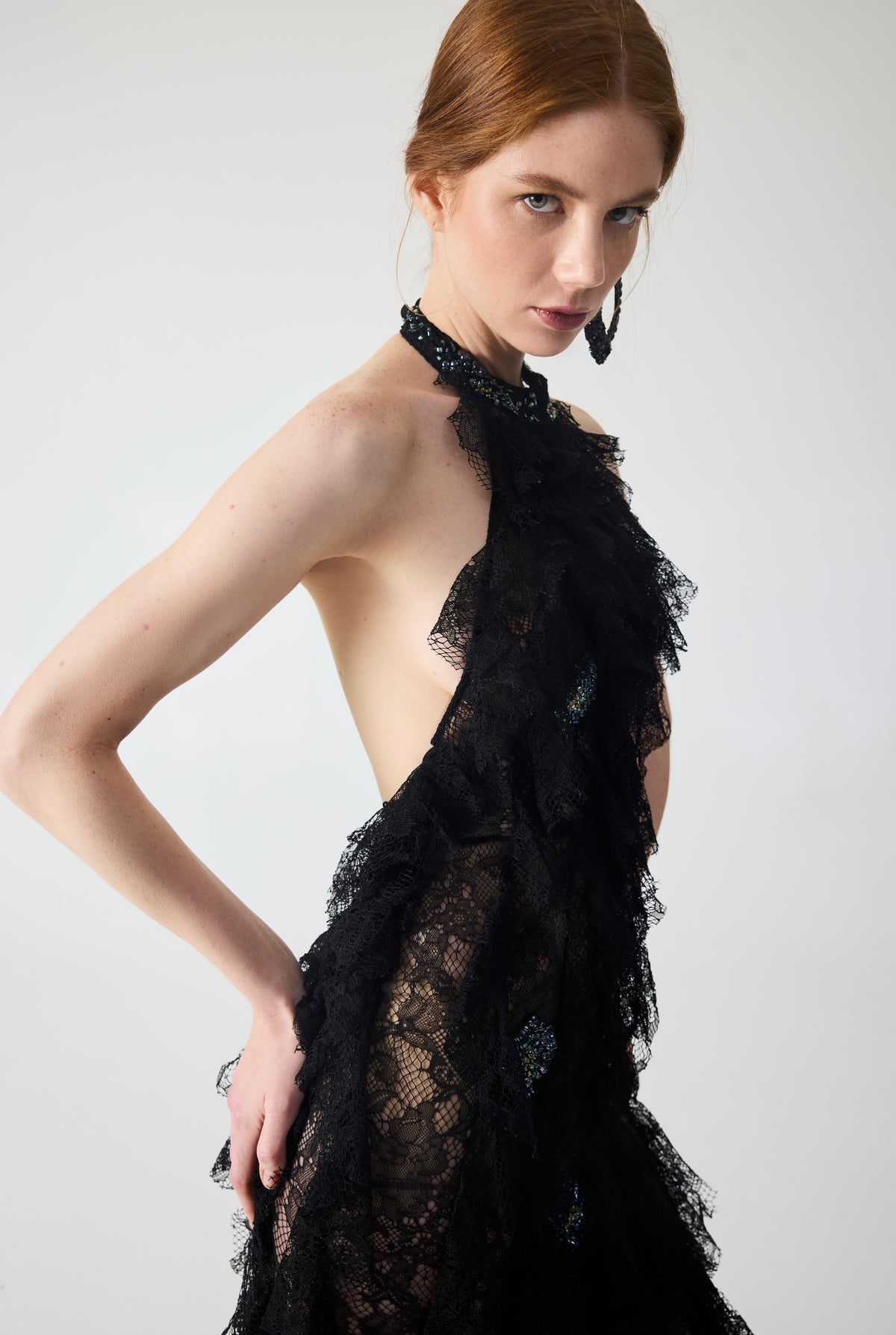 Hand Embroidered With Flounce Detailed Maxi Dress