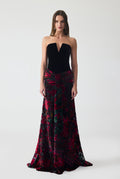 Corset Detailed Burnout Velvet Maxi Dress
