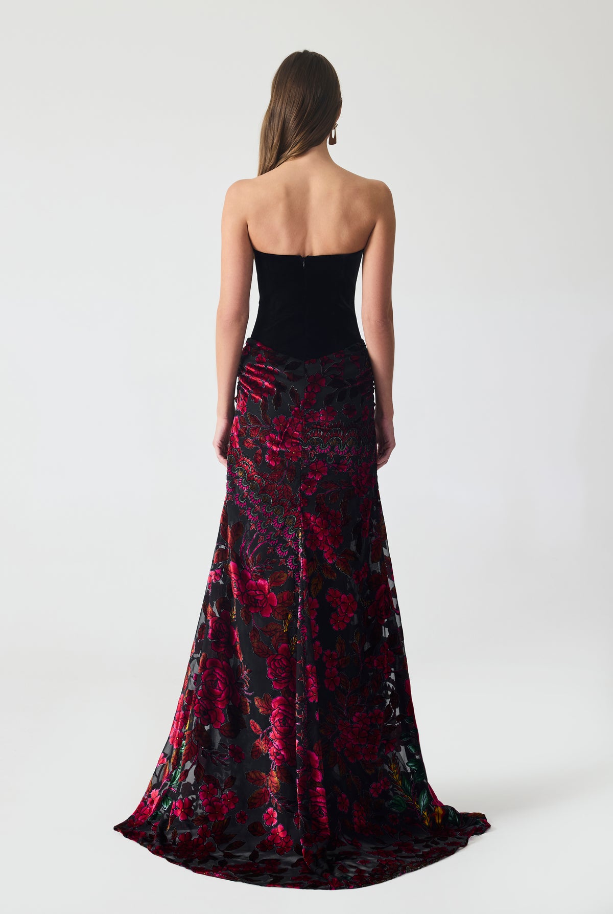Corset Detailed Burnout Velvet Maxi Dress