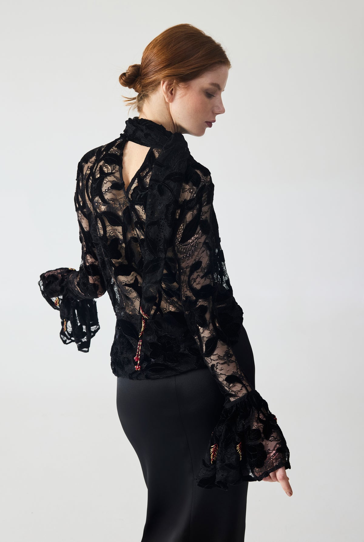 Hand Embroidered Velvet Lace Blouse