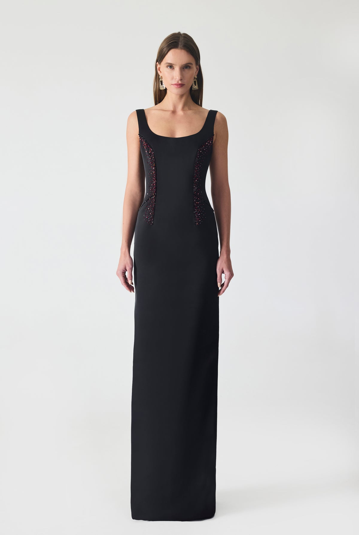Hand Embriodered Crepe Maxi Dress