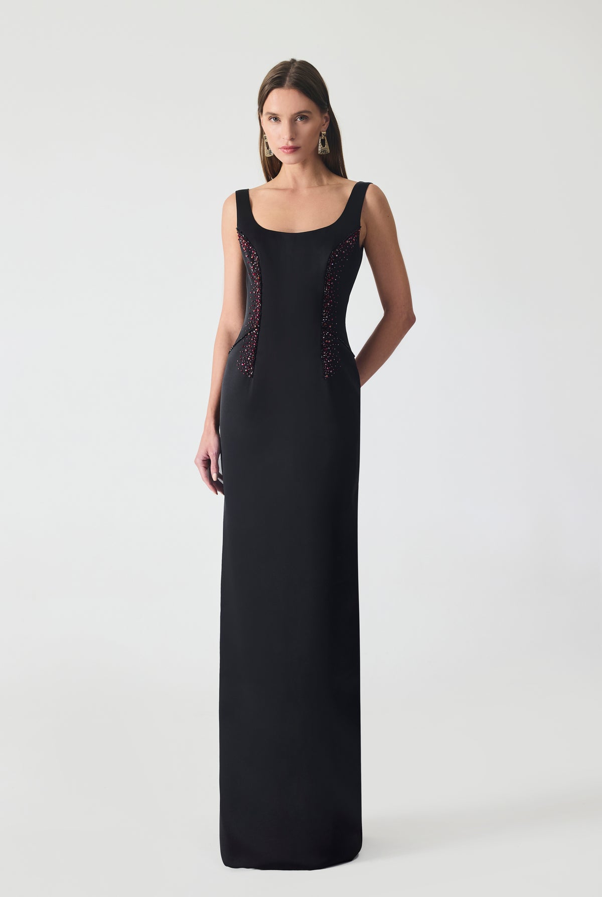 Hand Embriodered Crepe Maxi Dress