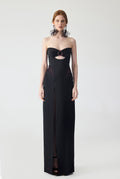 Crepe Hand Embriodered Cut Out Maxi Dress