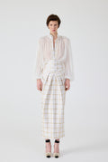 Gold Plaid Midi Skirt