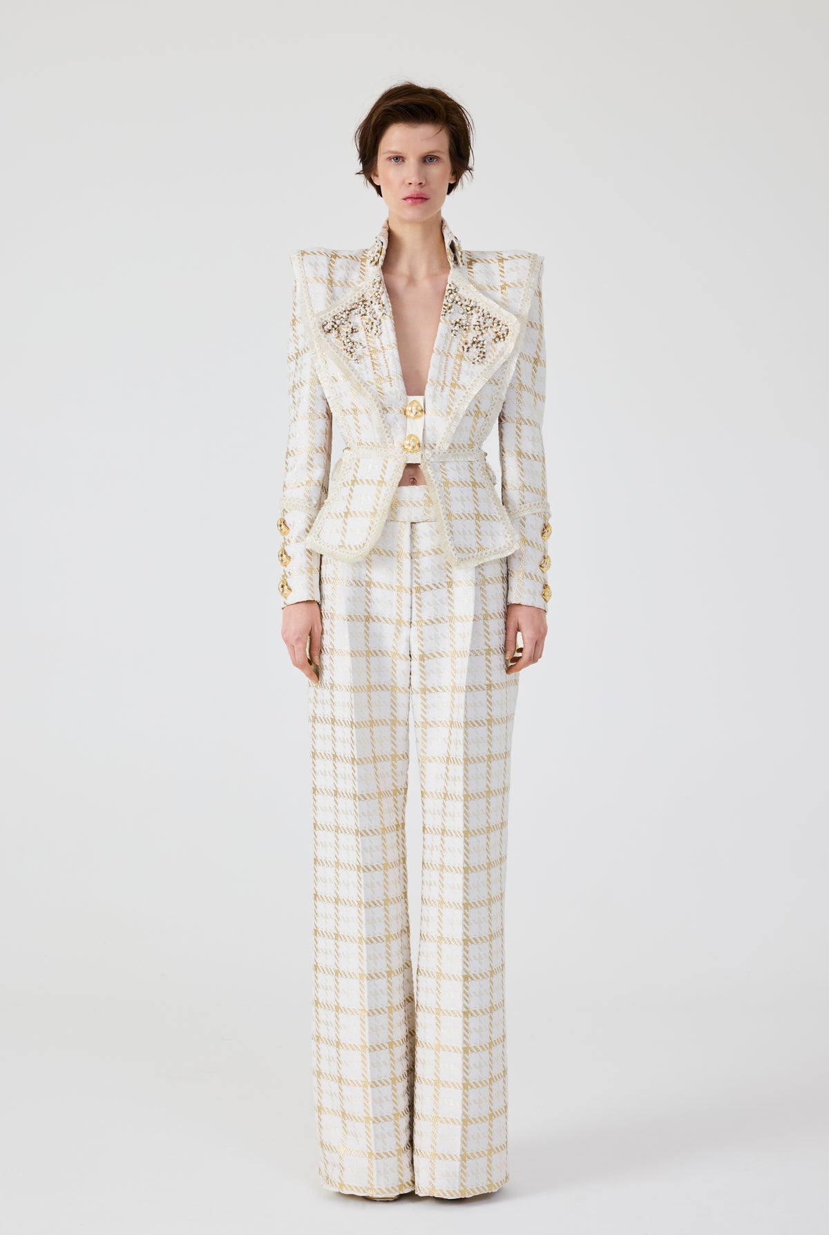 Gold Plaid Pant