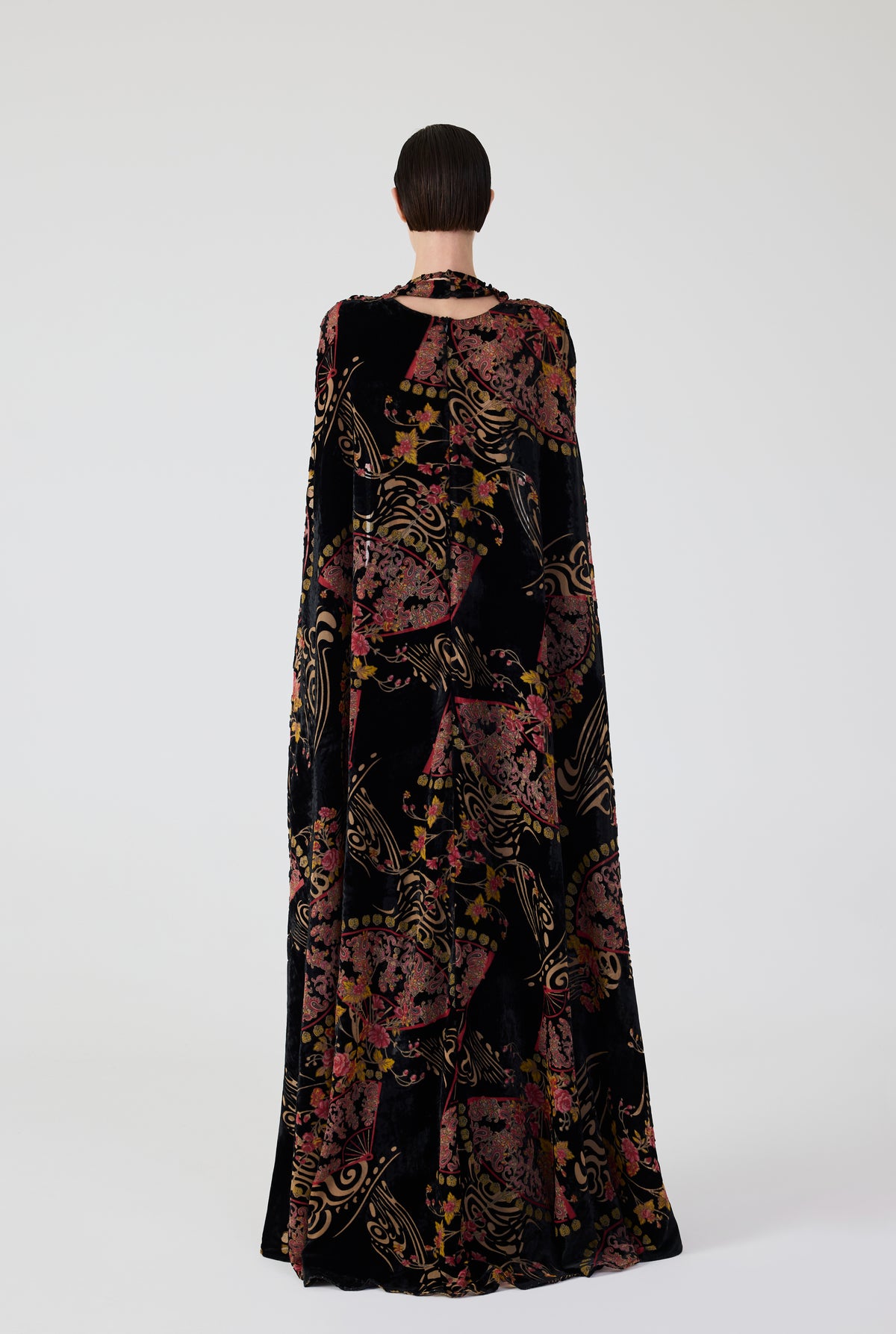 Fleur Eventail Maxi Dress With Removable Cape