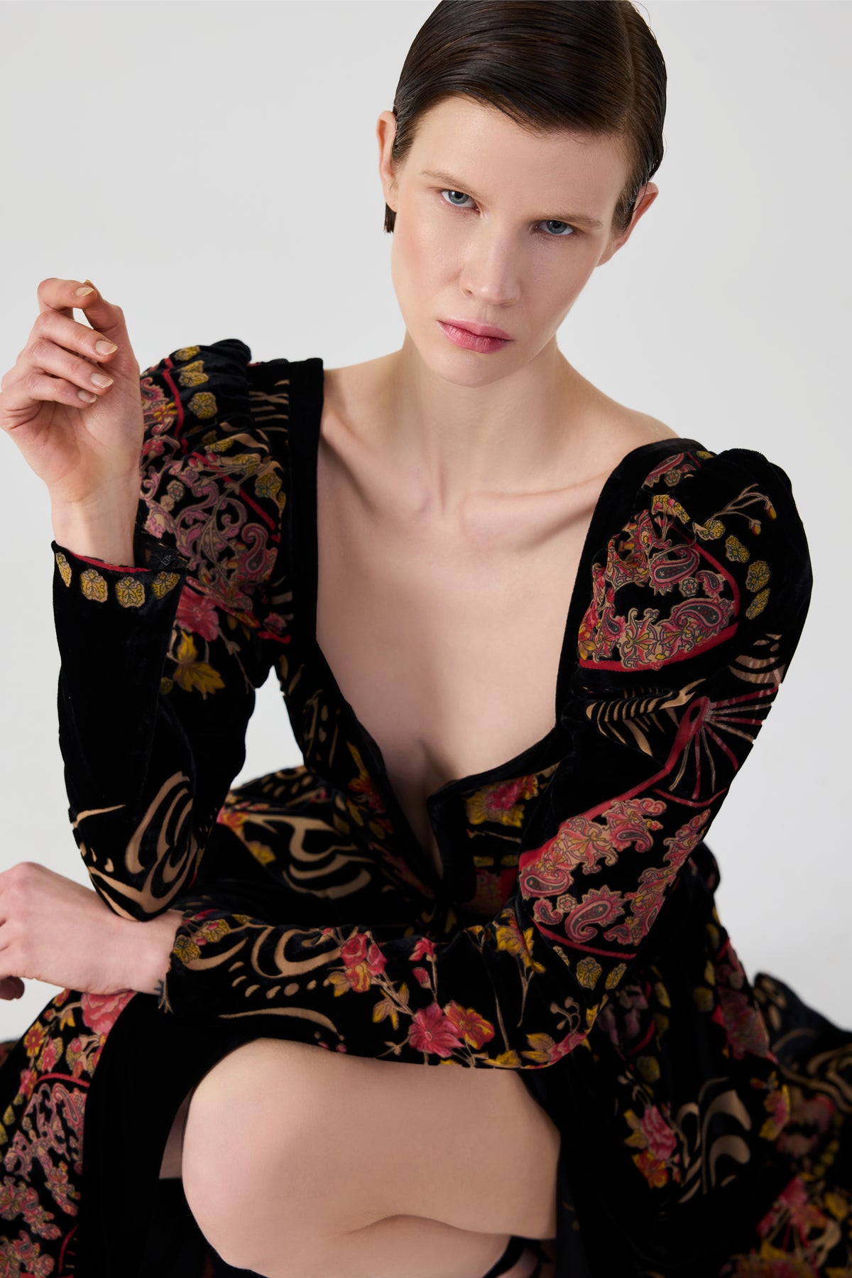 Fleur Eventail Maxi Dress With Slit
