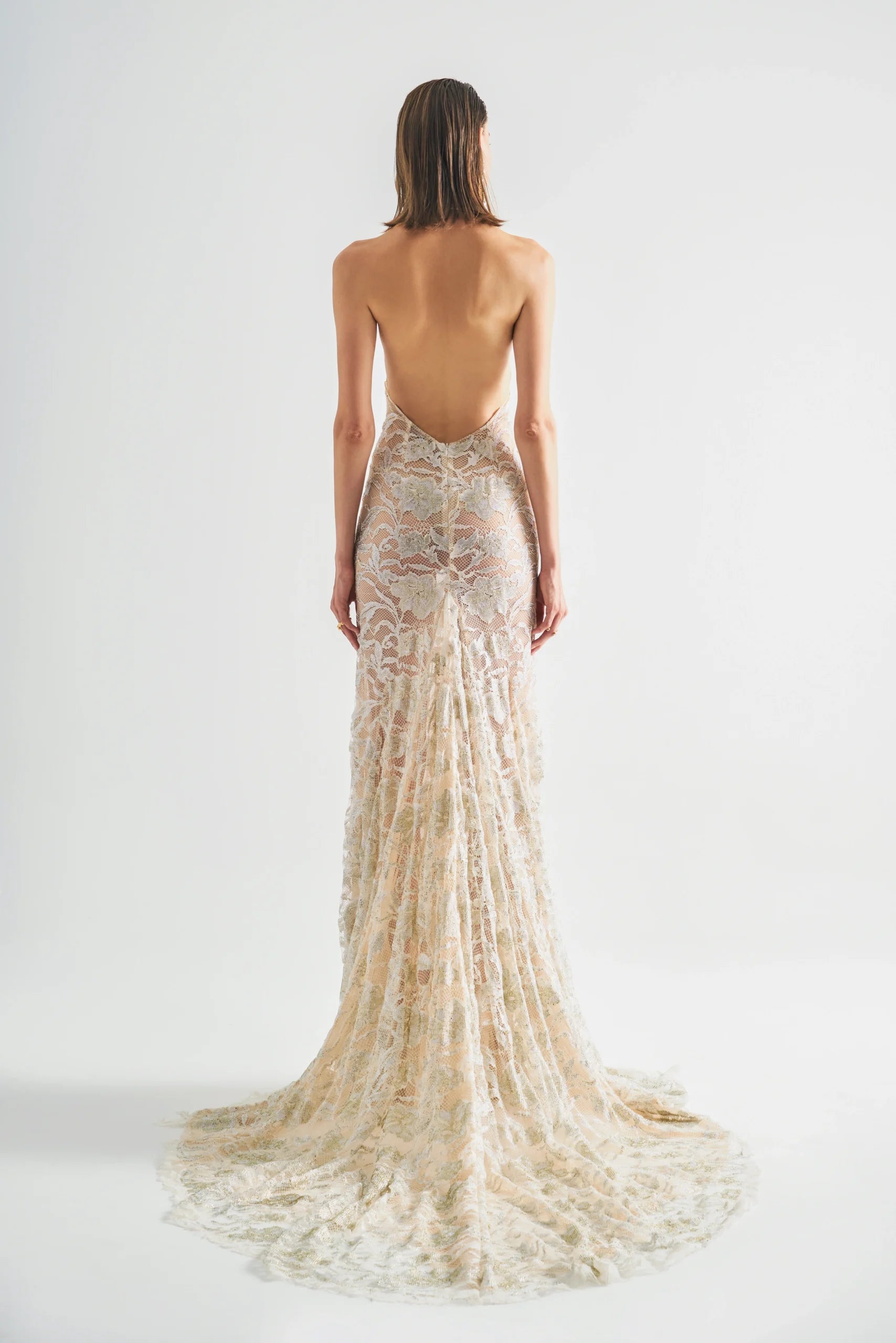 Halter Neck Dress With Gold And Silver Detailed