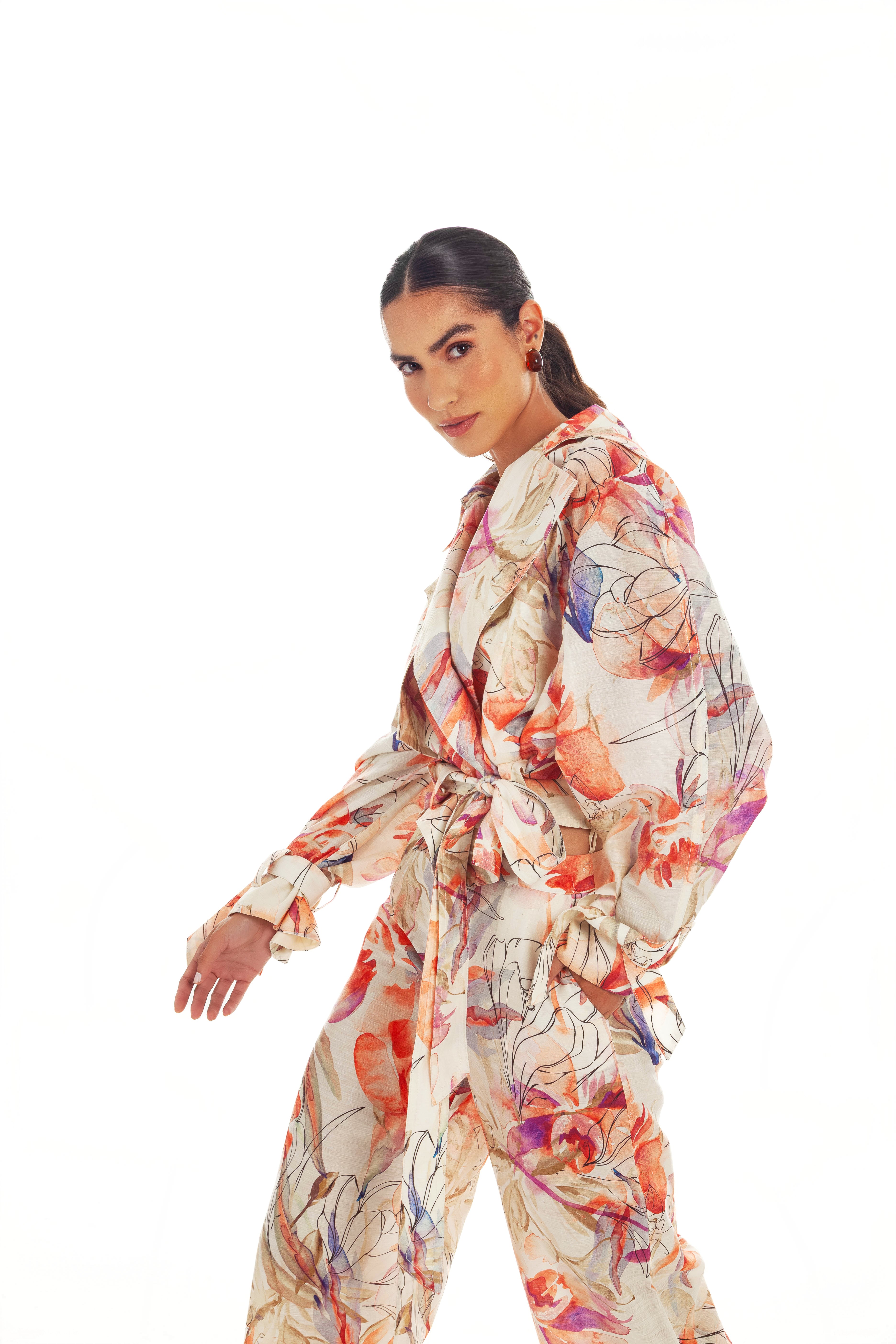 LINEN BLOOM PRINT PANTS