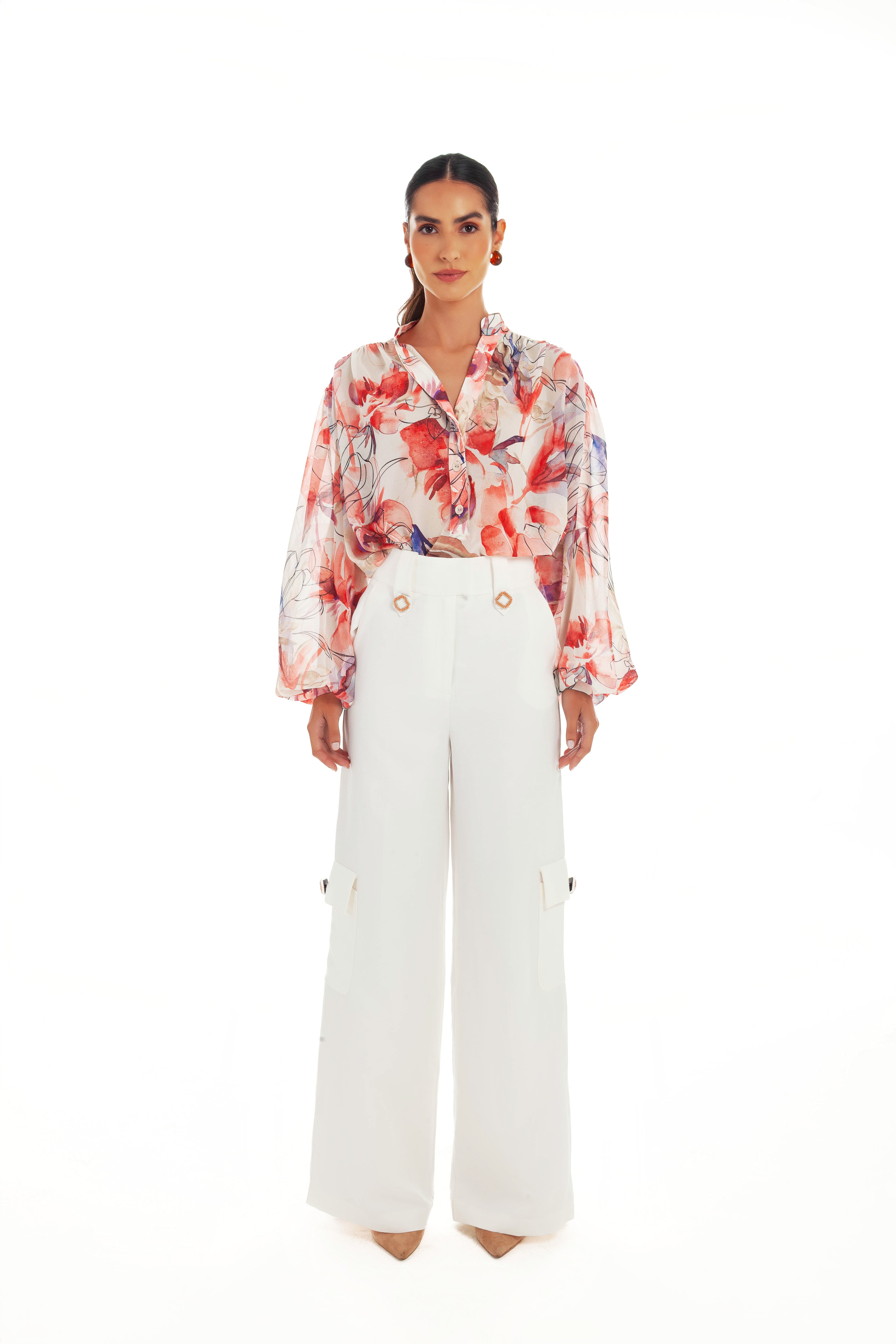 BLOOM PRINT CHIFFON BLOUSE