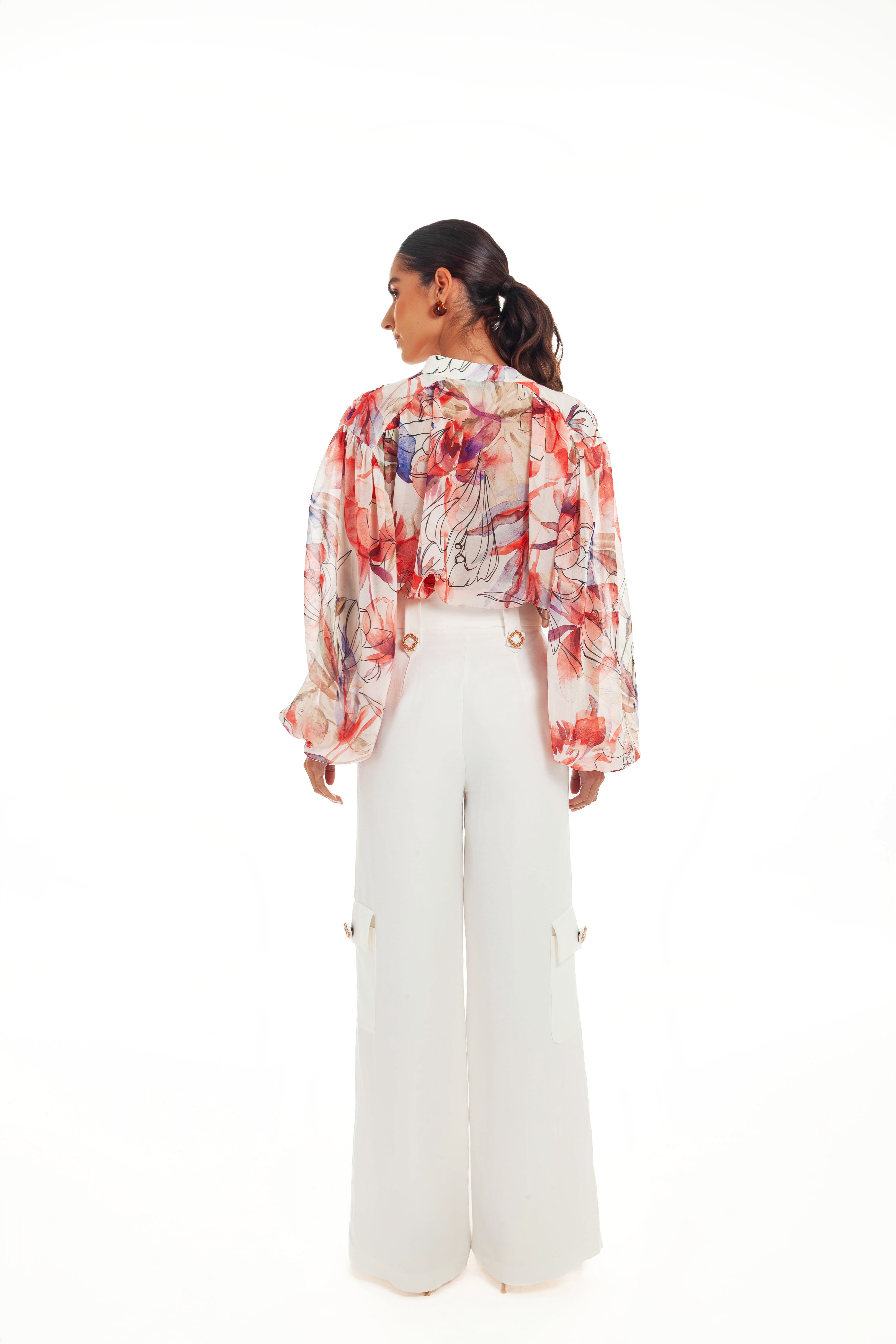 BLOOM PRINT CHIFFON BLOUSE