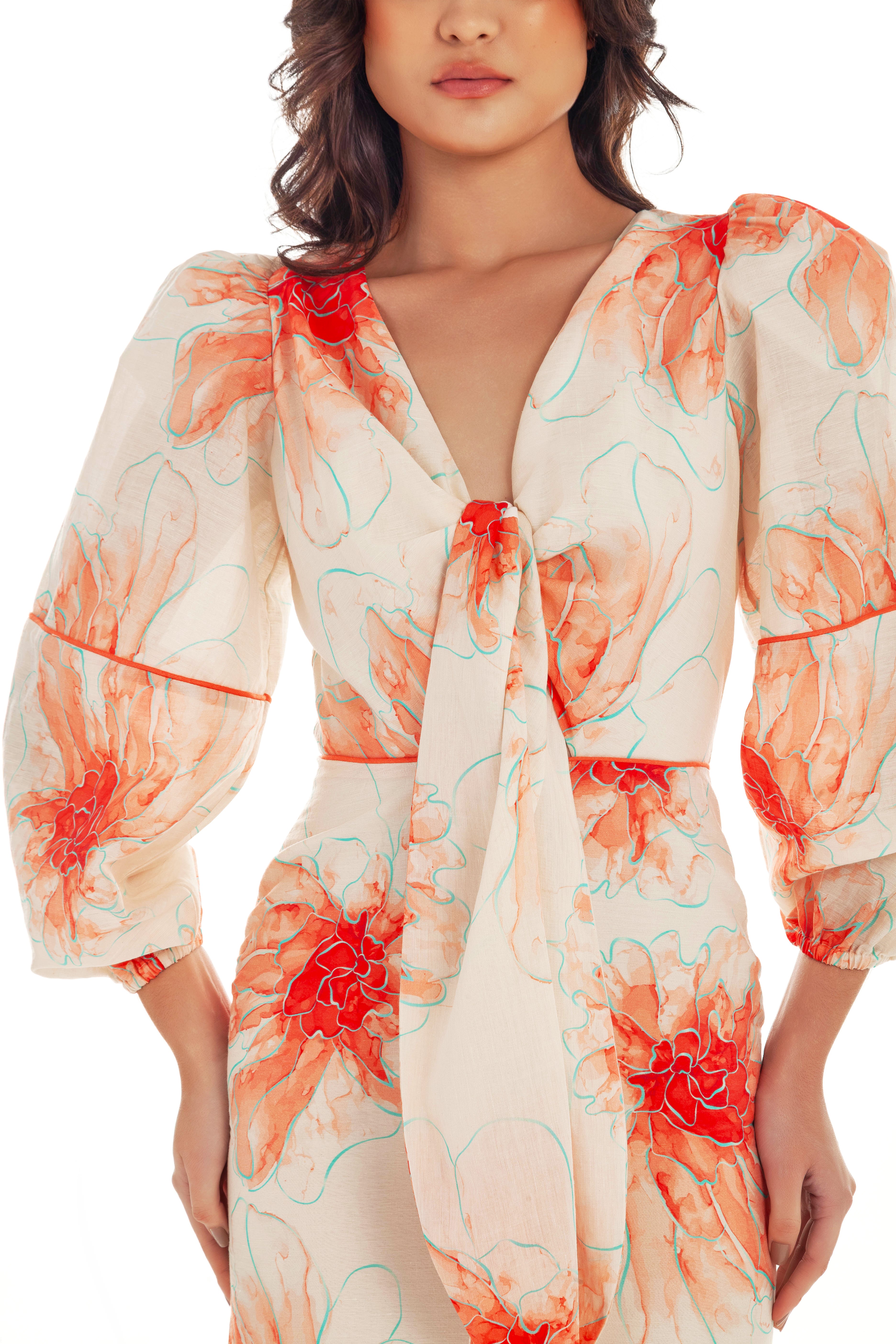 LEAH FRONT TIE CUT OUT PORTO SUN DRESS