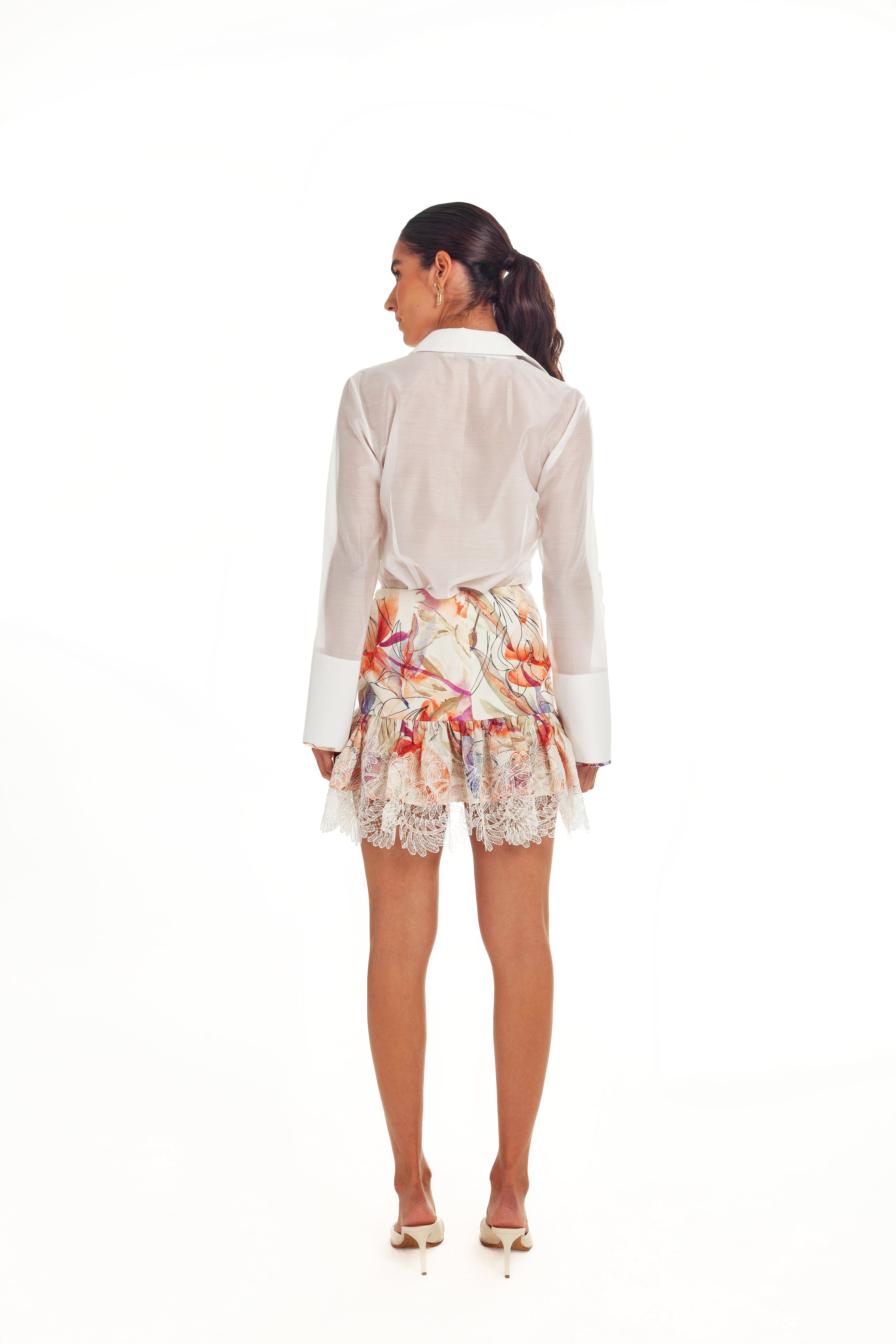 LINEN SHIRT WITH BLOOM TRIM