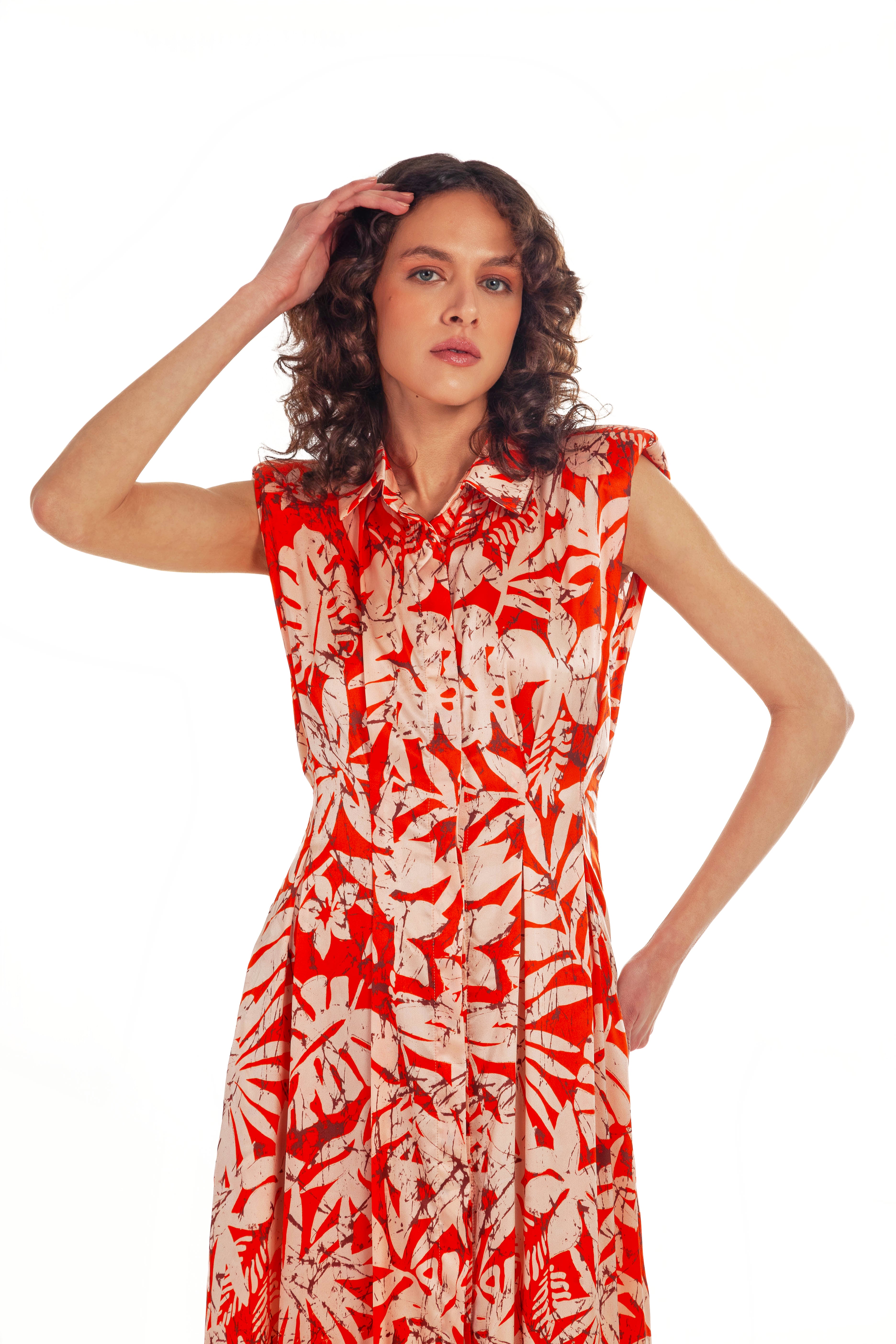 SILK BASEL PRINT SLEEVELESS DRESS