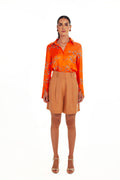 BIRD SILK BLOUSE FRONT BUTTONS