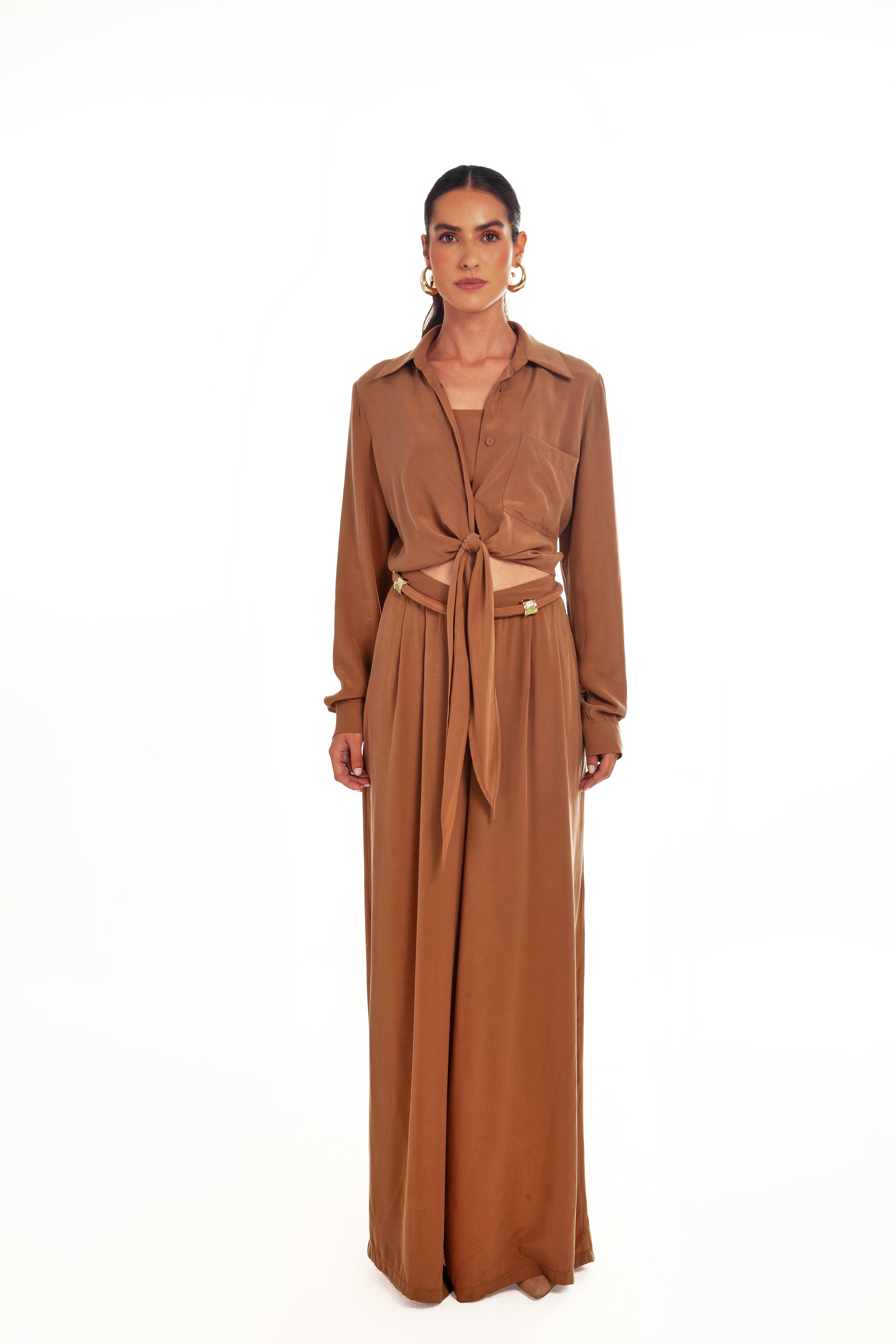 VELVET CHOCOLATE CROPPED TOP WITH JEWELS DETAIL