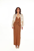 YIN LIGHT BEIGE SHEER CROPPED JACKET WITH FRONT ZIPPER