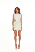 MINI CUT OUT DRESS WITH RUFFLES DETAILS