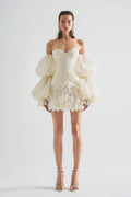 Leaf Tassels Strapless Mini Dress