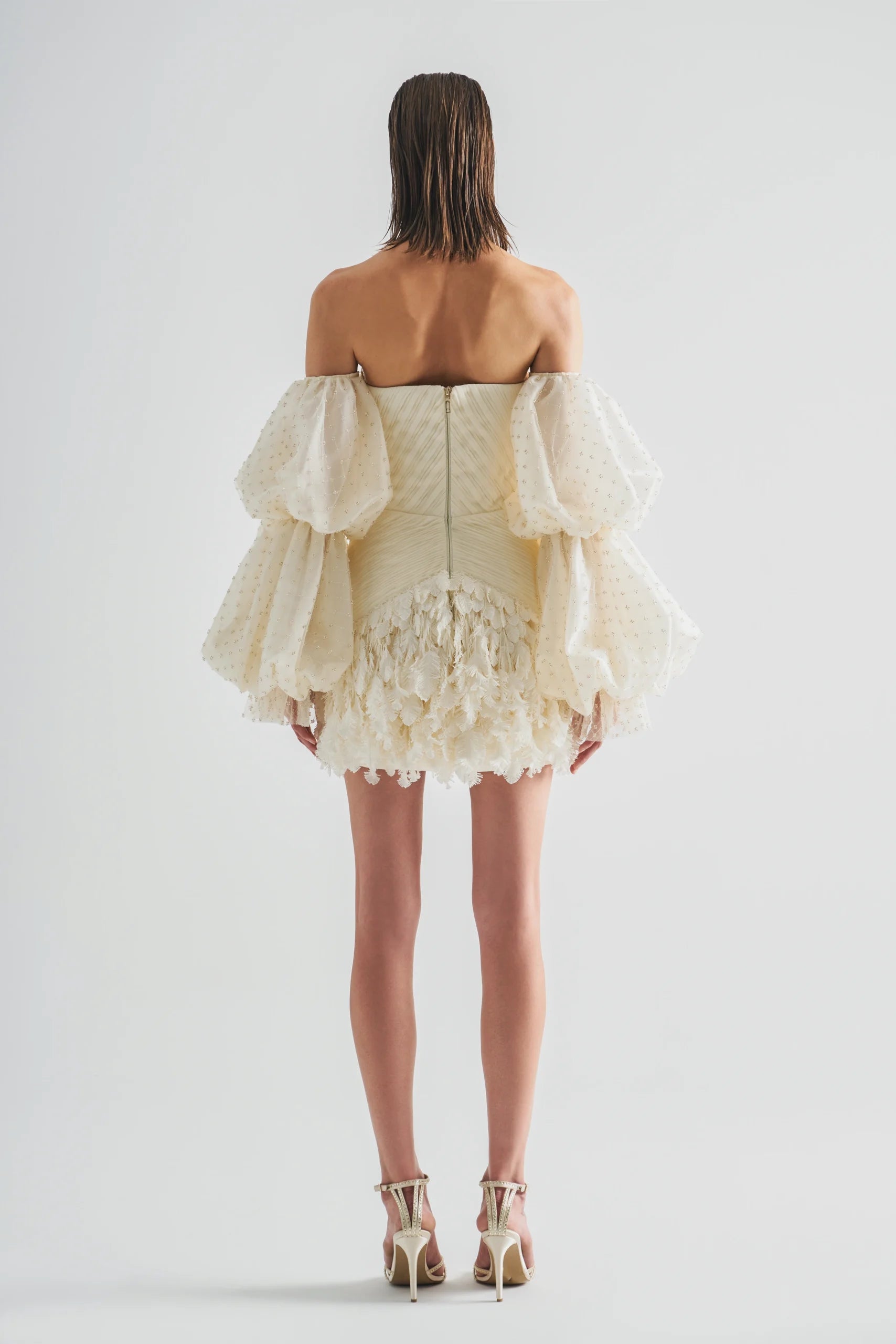 Leaf Tassels Strapless Mini Dress